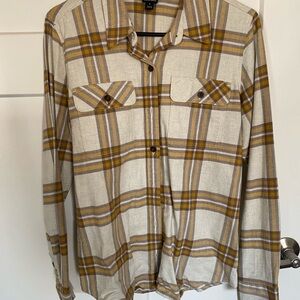 Patagonia Yellow and Tan Plaid Shirt